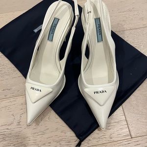 White slingback heels